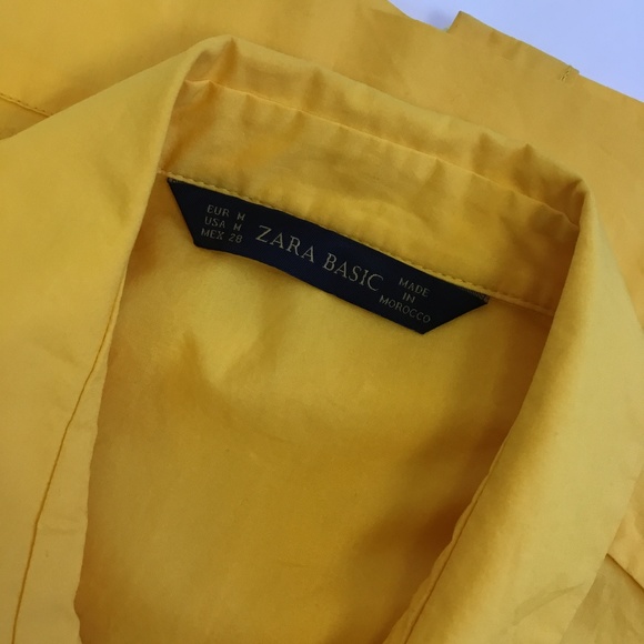 Zara Polplin Dress With Belt Golden Rod Yellow MED - Picture 7 of 8